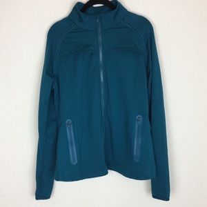 Fabletics Teal Long Sleeve Zip Sweater L